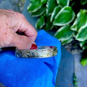 Vintage sterling silver and gold bangle bracelet
